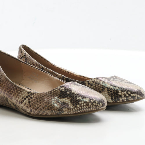 Marks and Spencer Womens Brown Animal Print Leather Court Heel UK 4 37 - Snake Print