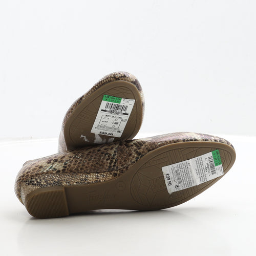 Marks and Spencer Womens Brown Animal Print Leather Court Heel UK 4 37 - Snake Print