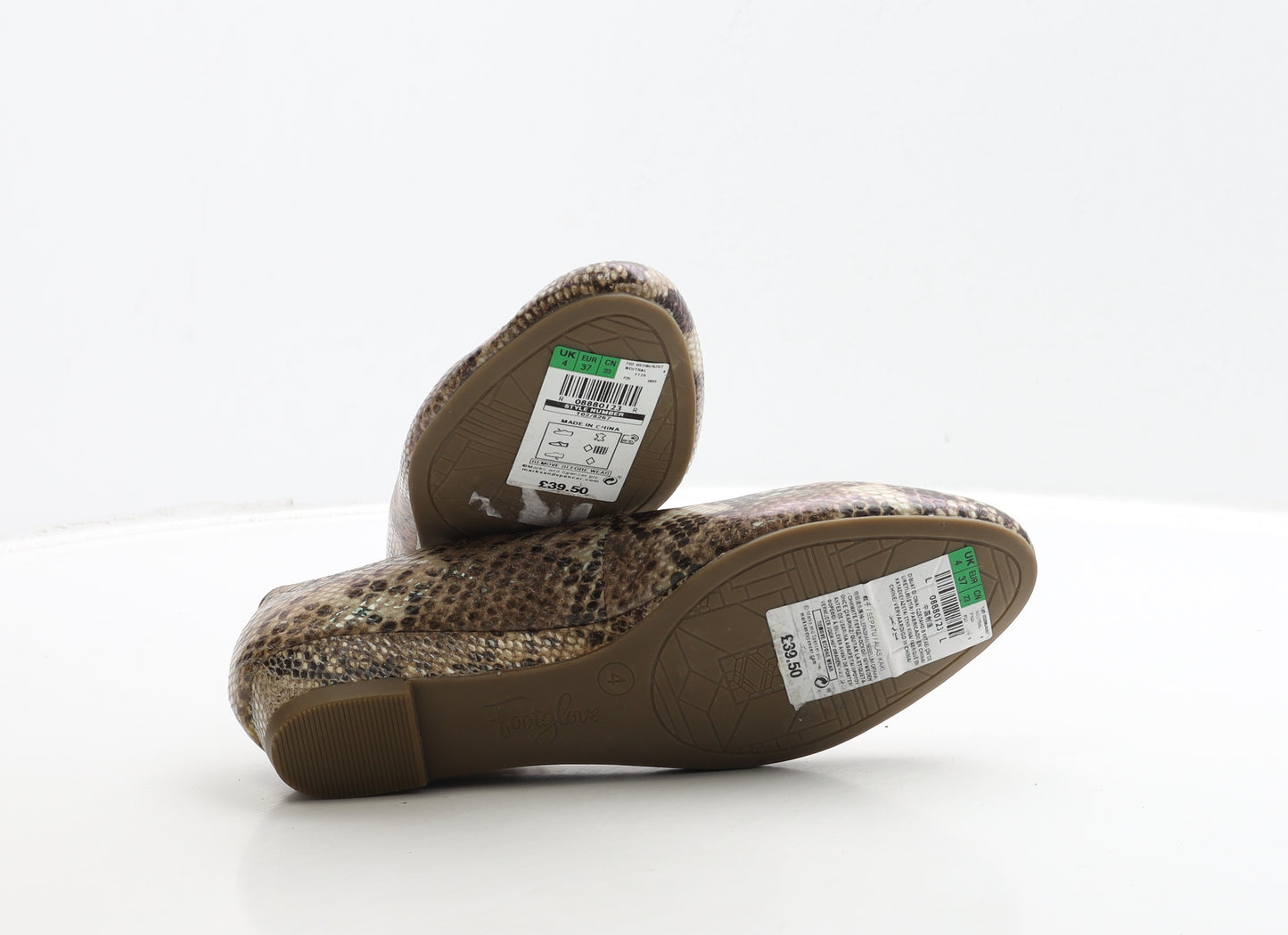 Marks and Spencer Womens Brown Animal Print Leather Court Heel UK 4 37 - Snake Print