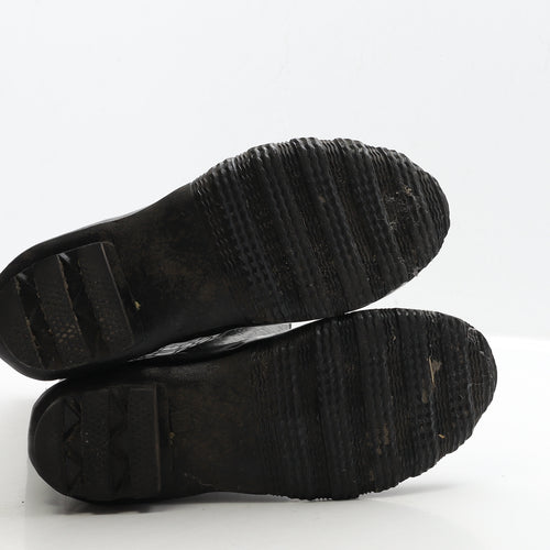 Preworn Womens Black Rubber Wellies Boot UK 5 38 - Crocodile Print