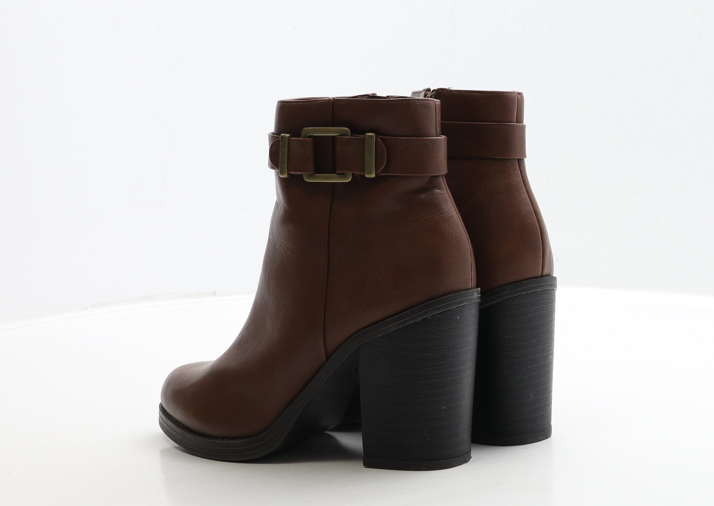 New Look Womens Brown Leather Bootie Boot UK 4 37