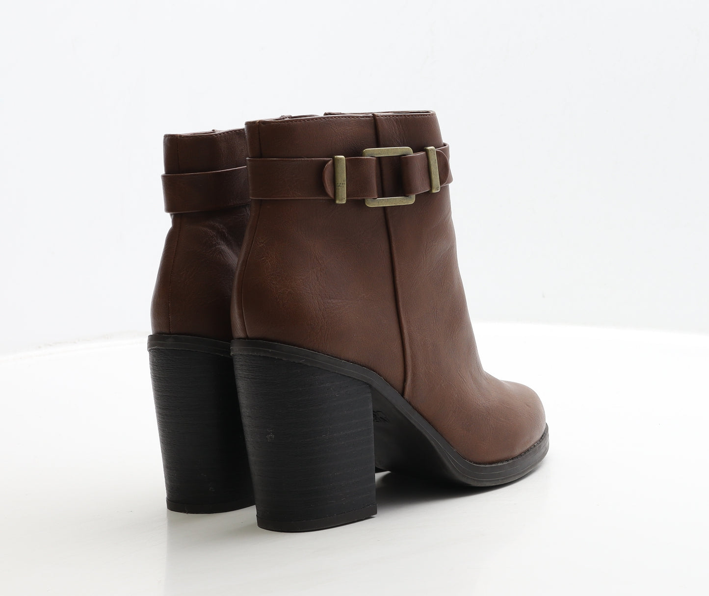 New Look Womens Brown Leather Bootie Boot UK 4 37