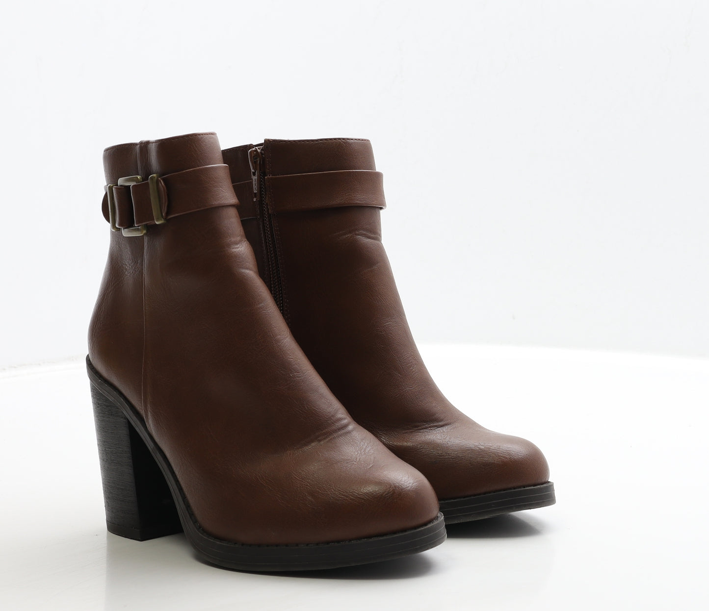 New Look Womens Brown Leather Bootie Boot UK 4 37