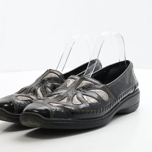 Preworn Womens Black Leather Loafer Flat UK 8 42