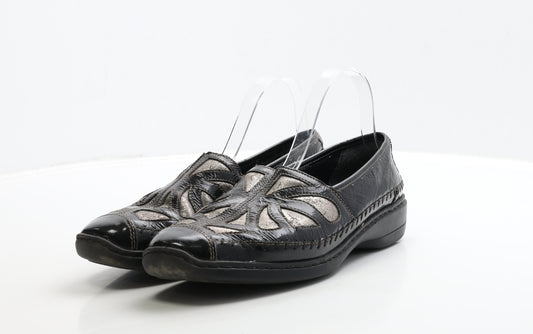 Preworn Womens Black Leather Loafer Flat UK 8 42