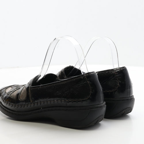 Preworn Womens Black Leather Loafer Flat UK 8 42