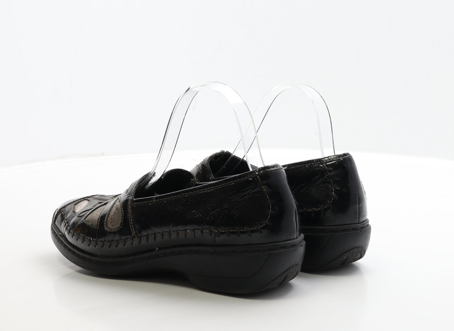 Preworn Womens Black Leather Loafer Flat UK 8 42