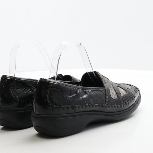 Preworn Womens Black Leather Loafer Flat UK 8 42
