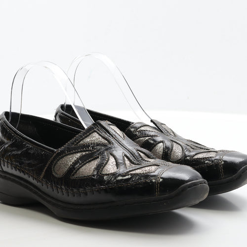 Preworn Womens Black Leather Loafer Flat UK 8 42