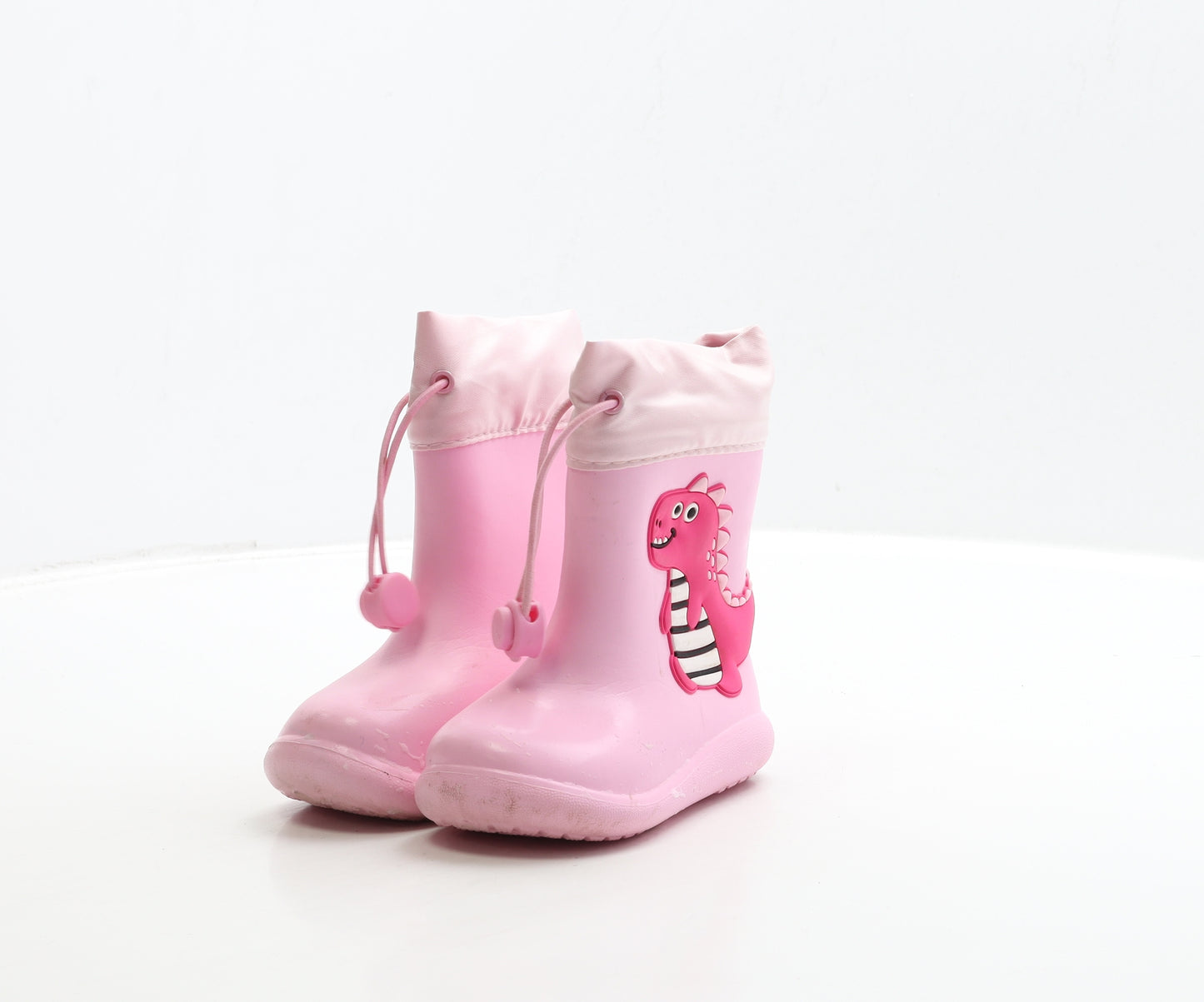 Preworn Girls Pink Rubber Wellies Boot UK 3 20 - Dinosaur Detail