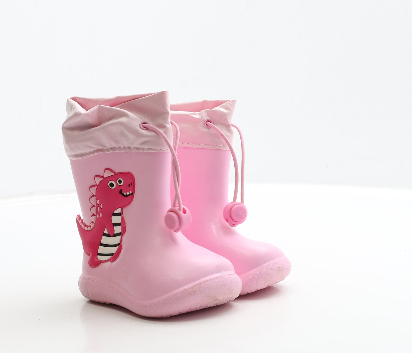 Preworn Girls Pink Rubber Wellies Boot UK 3 20 - Dinosaur Detail