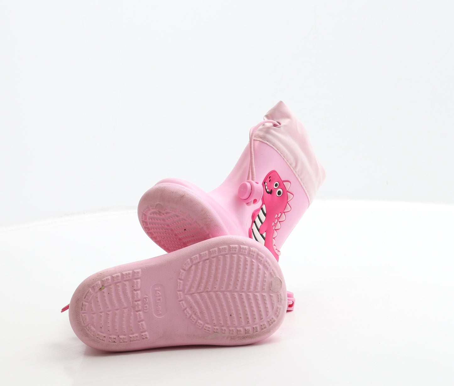 Preworn Girls Pink Rubber Wellies Boot UK 3 20 - Dinosaur Detail
