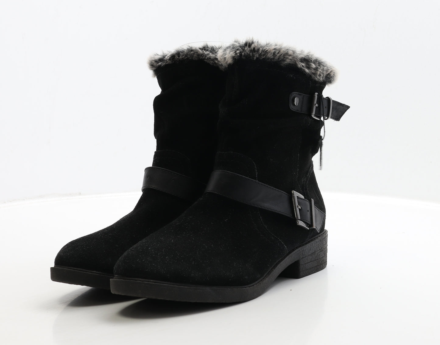Marks and Spencer Womens Black Suede Biker Boot UK 6 39
