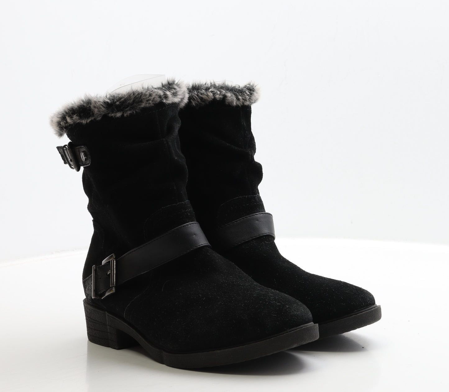 Marks and Spencer Womens Black Suede Biker Boot UK 6 39