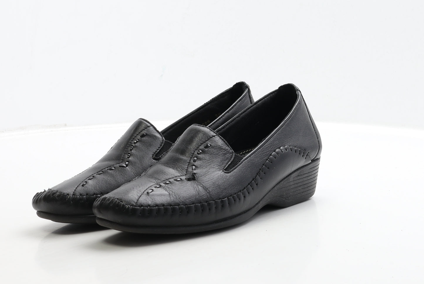 Pavers Womens Black Leather Loafer Casual UK 6 39