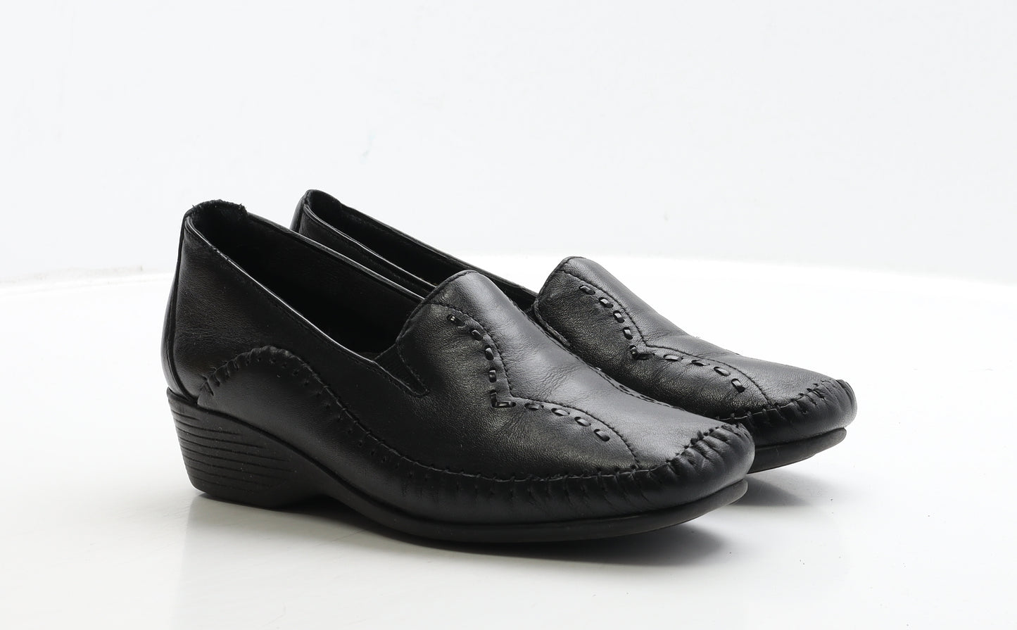 Pavers Womens Black Leather Loafer Casual UK 6 39