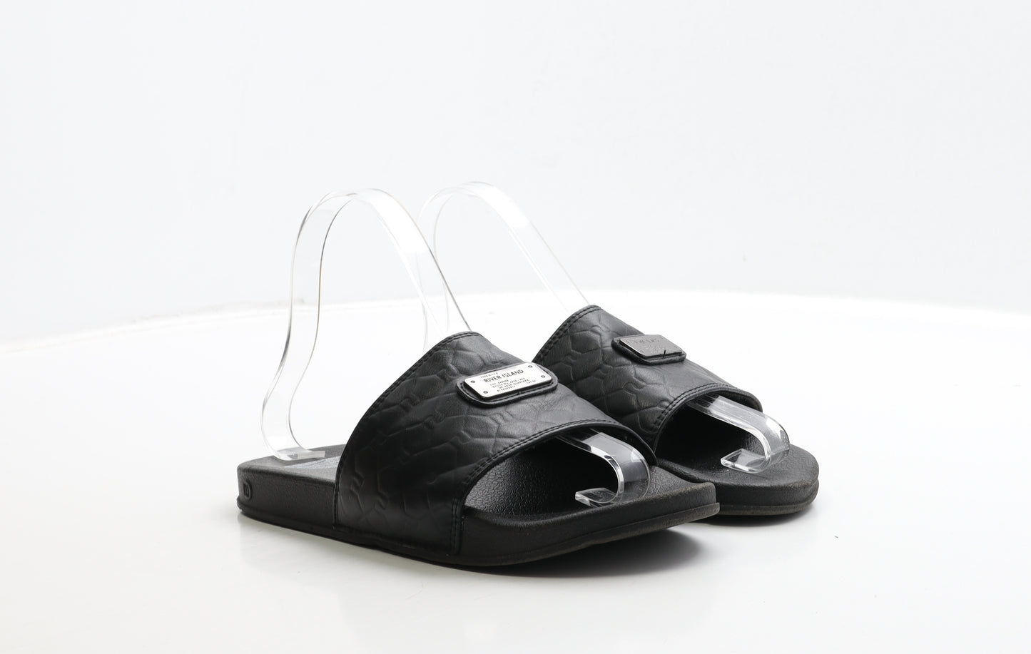 River Island Womens Black Polyester Slider Sandal UK 4 37