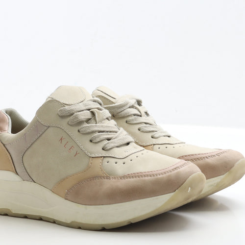 Kley Womens Beige Leather Trainer UK 7 40