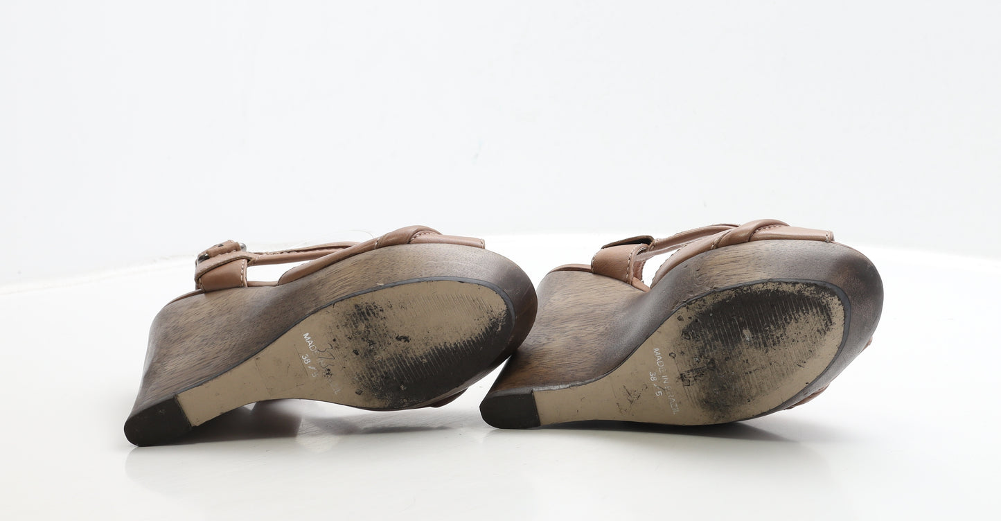 French Connection Womens Brown Leather Slingback Heel UK 5 38