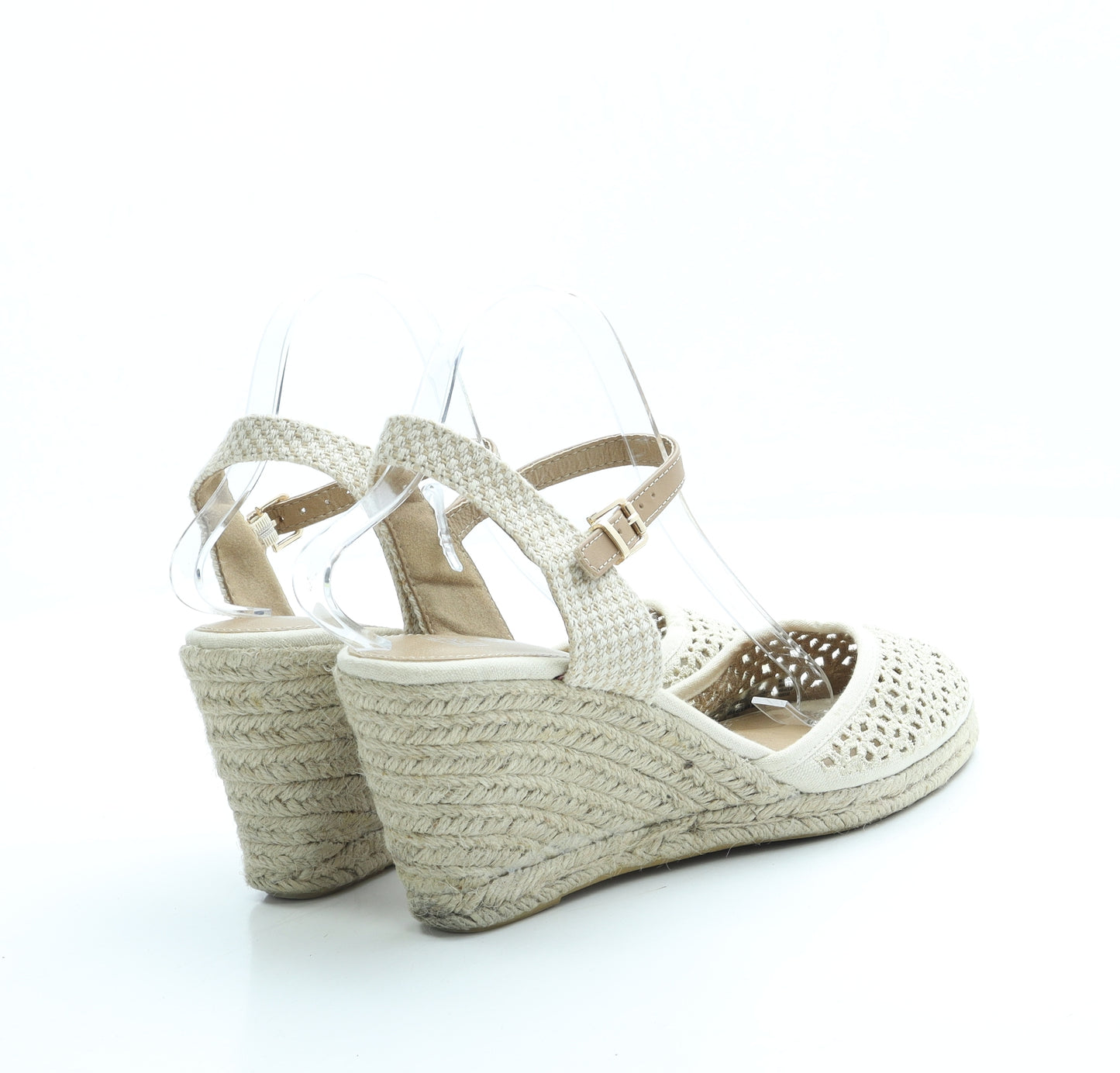 F&F Womens Beige Polyester Espadrille Heel UK 8