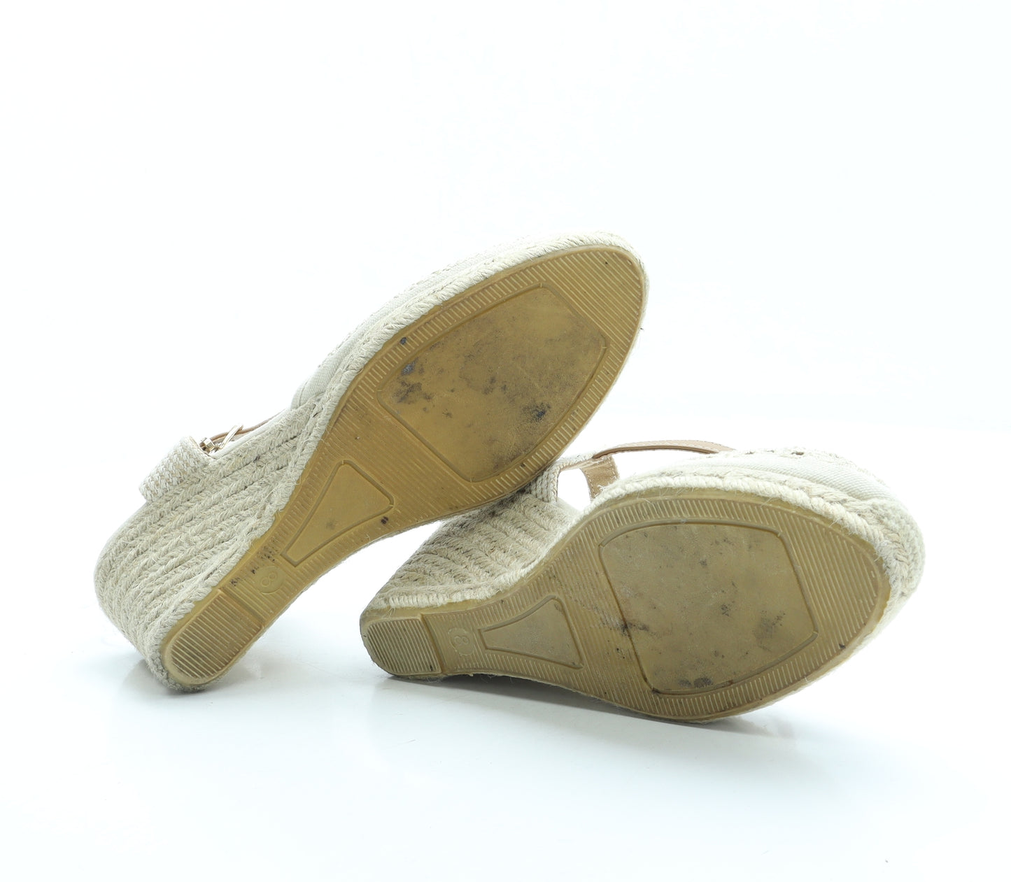 F&F Womens Beige Polyester Espadrille Heel UK 8