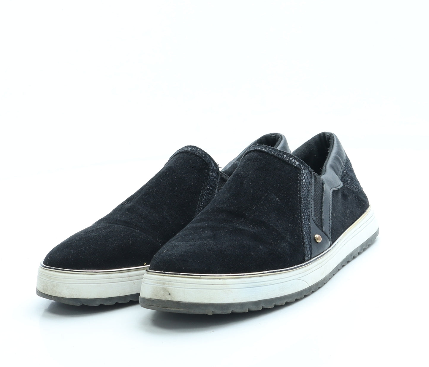 River Island Womens Black Suede Slip On Flat UK 6 39