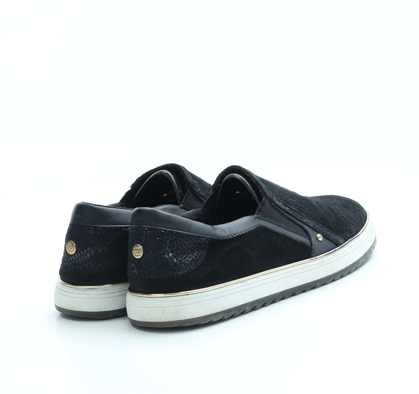 River Island Womens Black Suede Slip On Flat UK 6 39