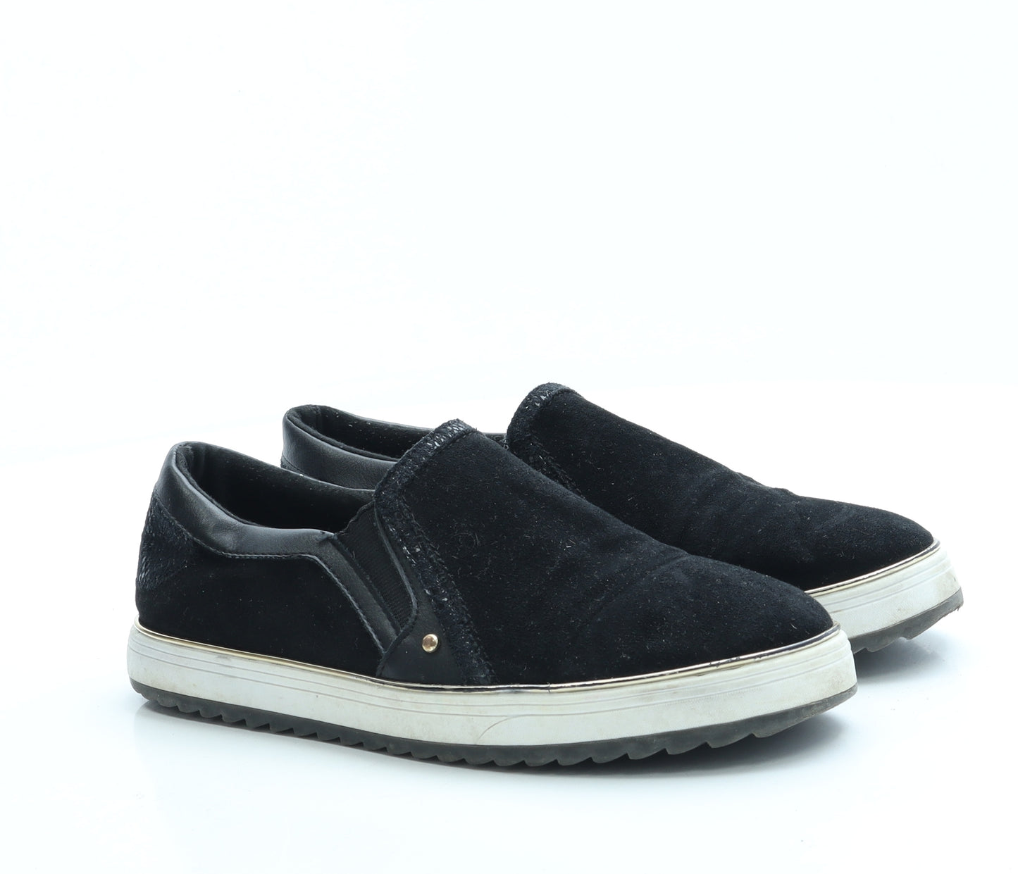 River Island Womens Black Suede Slip On Flat UK 6 39