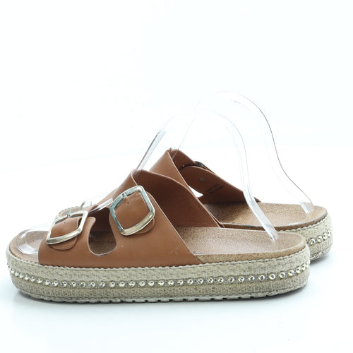 New Look Womens Brown Leather Espadrille Sandal UK 6 39
