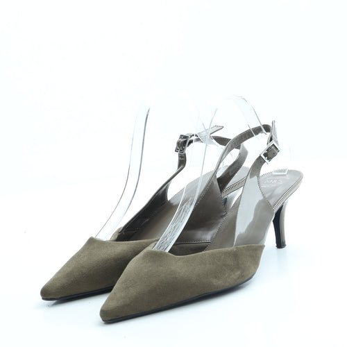 Marks and Spencer Womens Green Suede Slingback Heel UK 6.5 - Wide Fit
