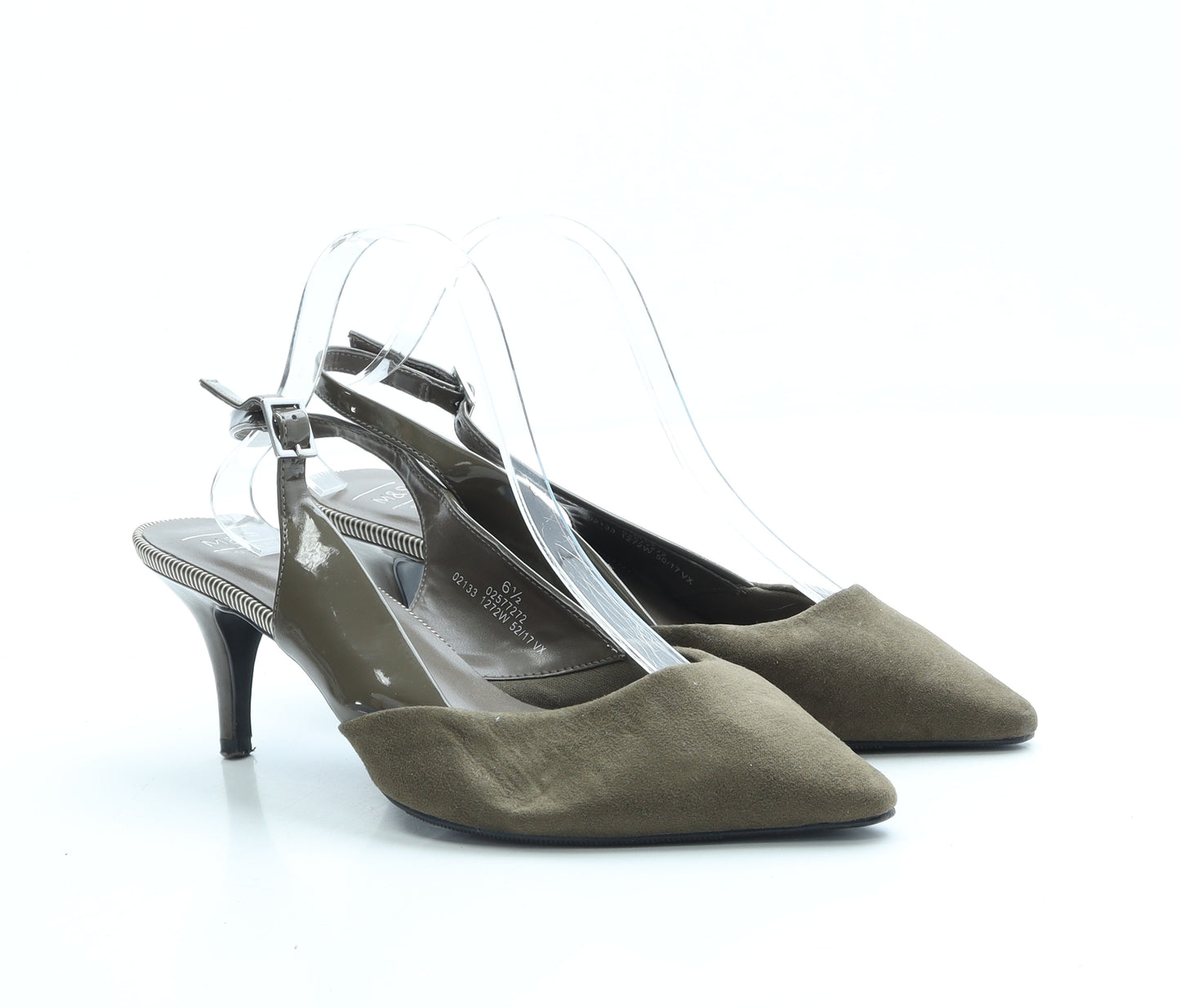 Marks and Spencer Womens Green Suede Slingback Heel UK 6.5 - Wide Fit