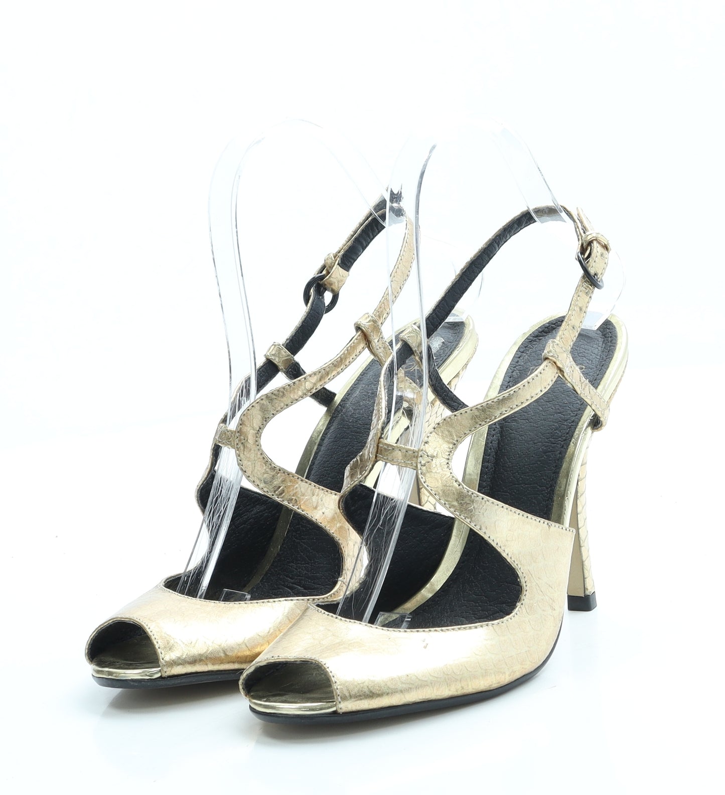 Topshop Womens Gold Leather Strappy Heel UK 4 37