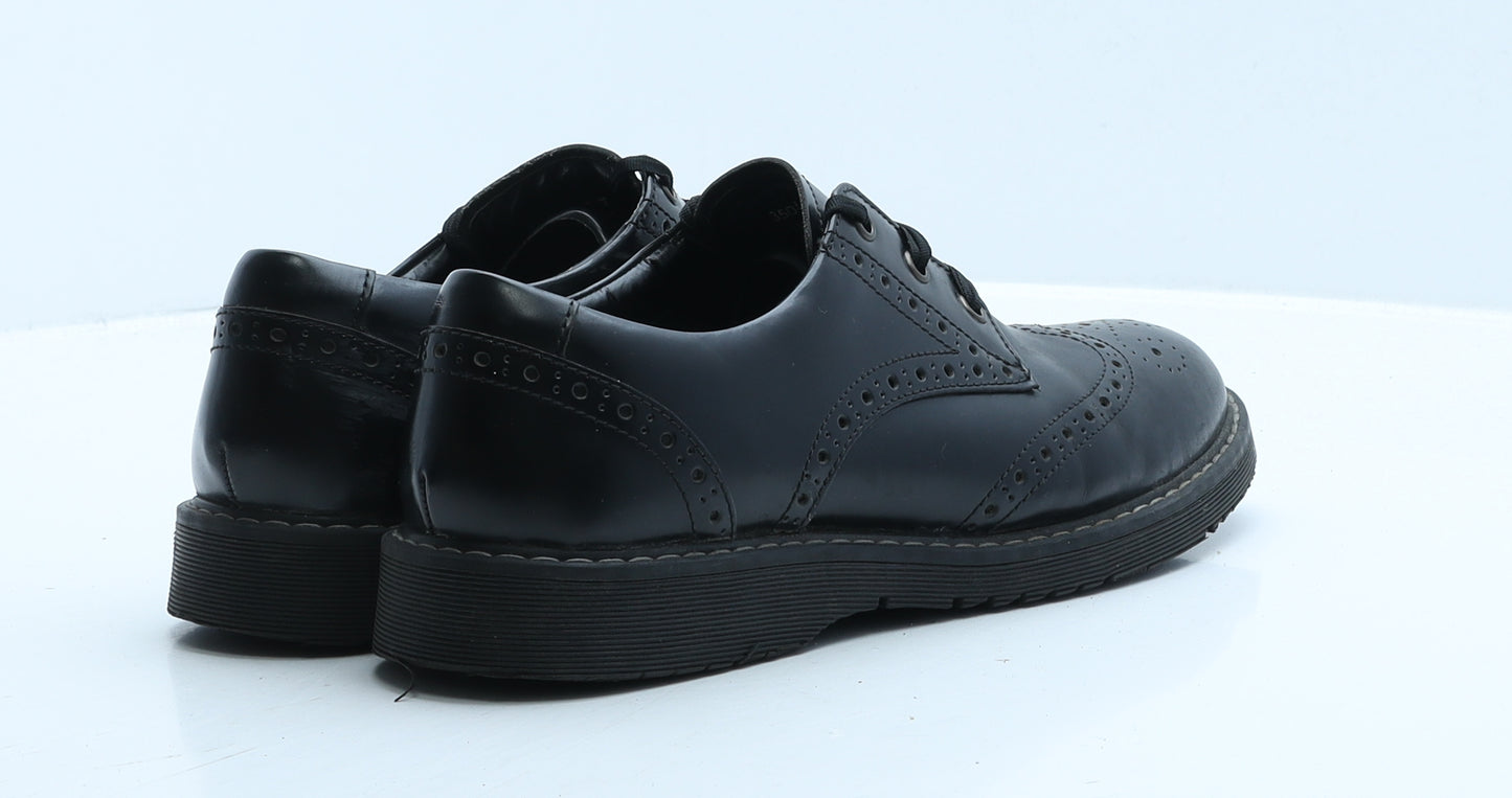 Angry Angels Womens Black Leather Oxford Casual UK 7 41 - Brogue Style