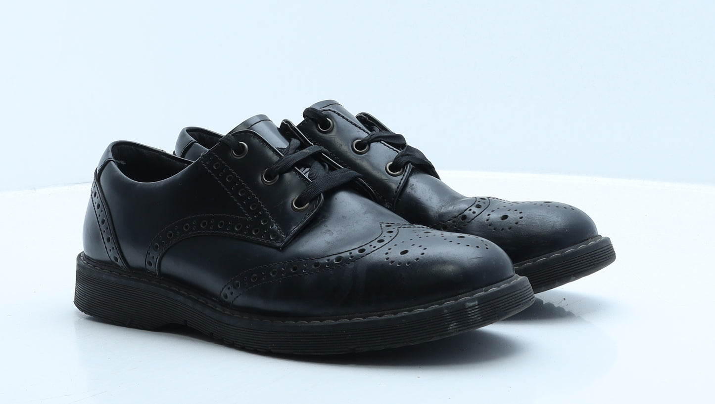 Angry Angels Womens Black Leather Oxford Casual UK 7 41 - Brogue Style