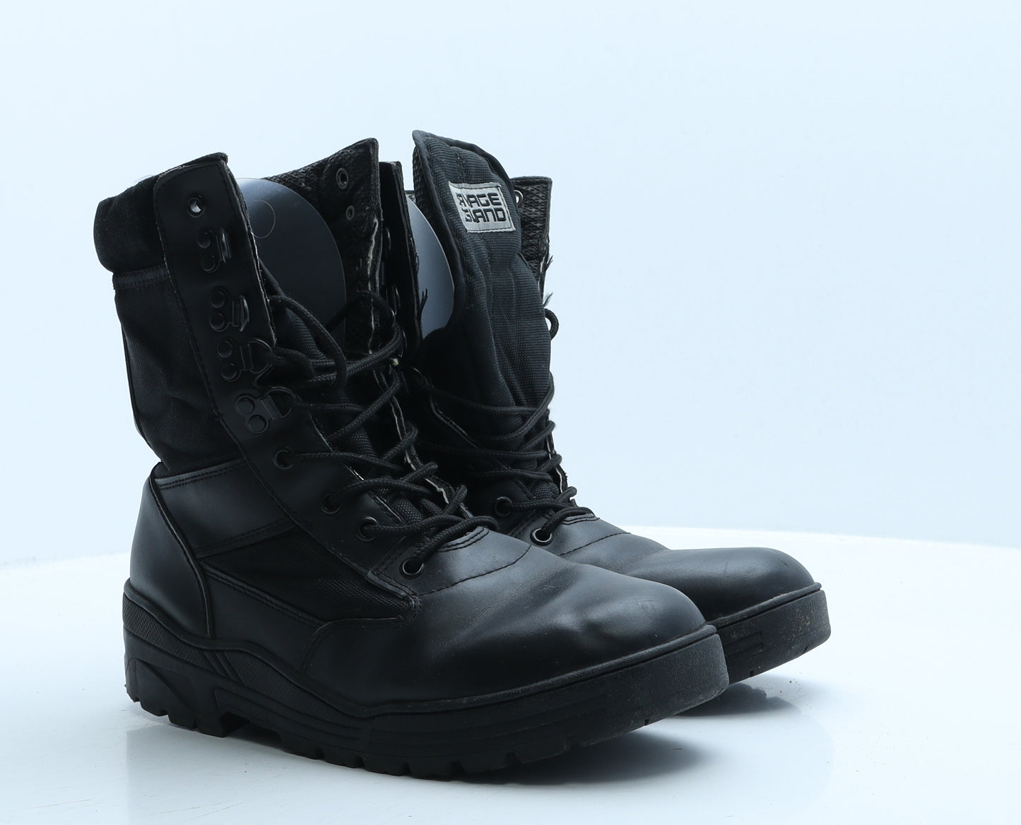 Savage Island Mens Black Leather Combat Boot UK 11