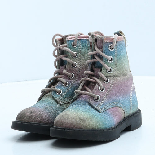 Primark Girls Multicoloured Tie Dye Leather Combat Boot UK 7 24