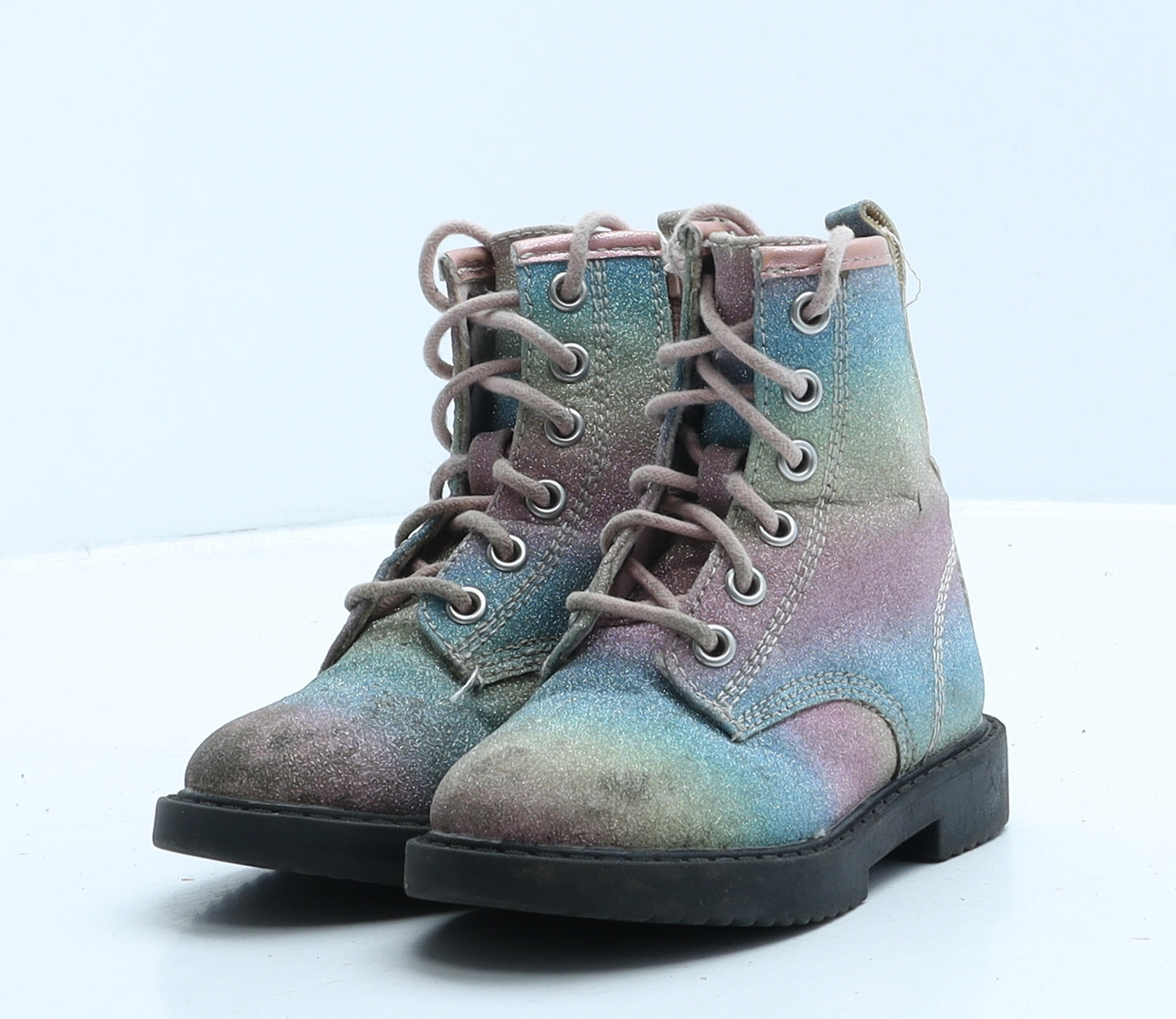 Primark Girls Multicoloured Tie Dye Leather Combat Boot UK 7 24