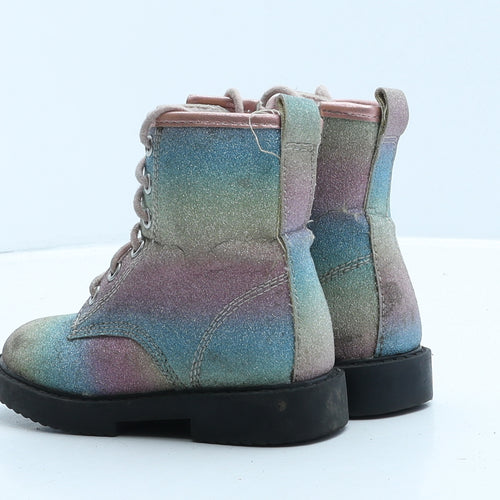 Primark Girls Multicoloured Tie Dye Leather Combat Boot UK 7 24