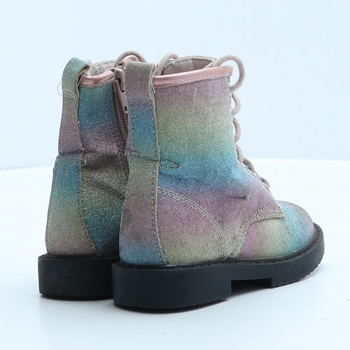 Primark Girls Multicoloured Tie Dye Leather Combat Boot UK 7 24