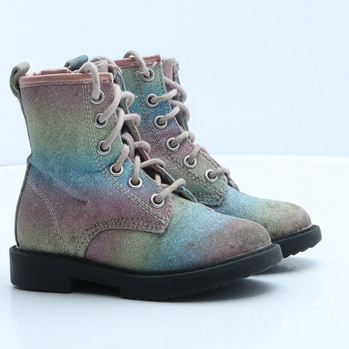 Primark Girls Multicoloured Tie Dye Leather Combat Boot UK 7 24