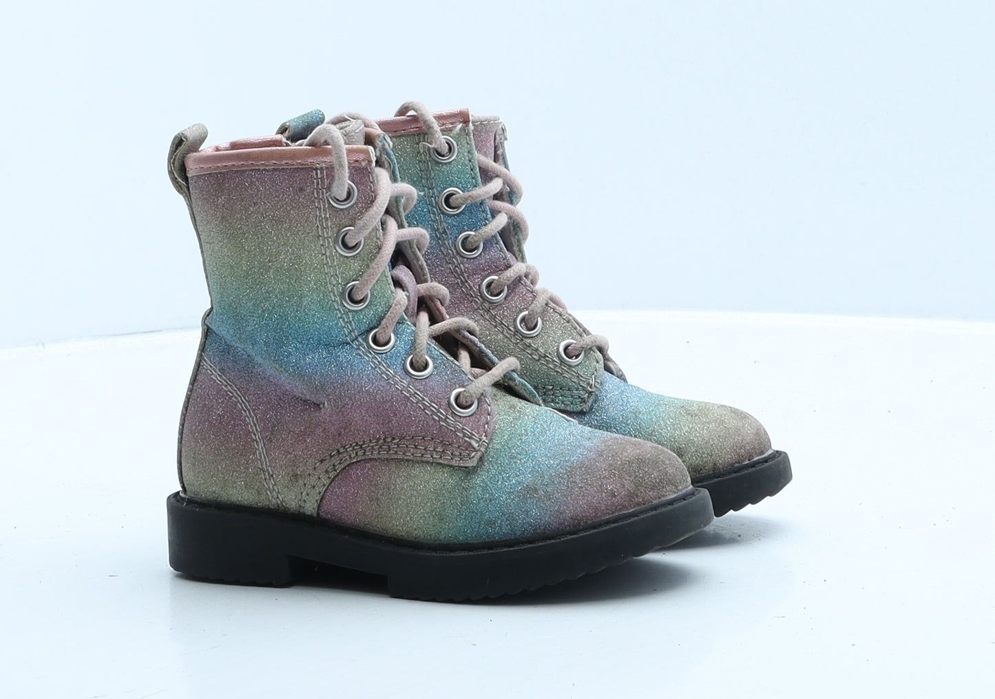 Primark Girls Multicoloured Tie Dye Leather Combat Boot UK 7 24