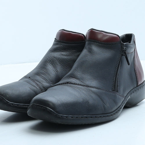 Rieker Womens Black Colourblock Leather Bootie Boot UK 6 39