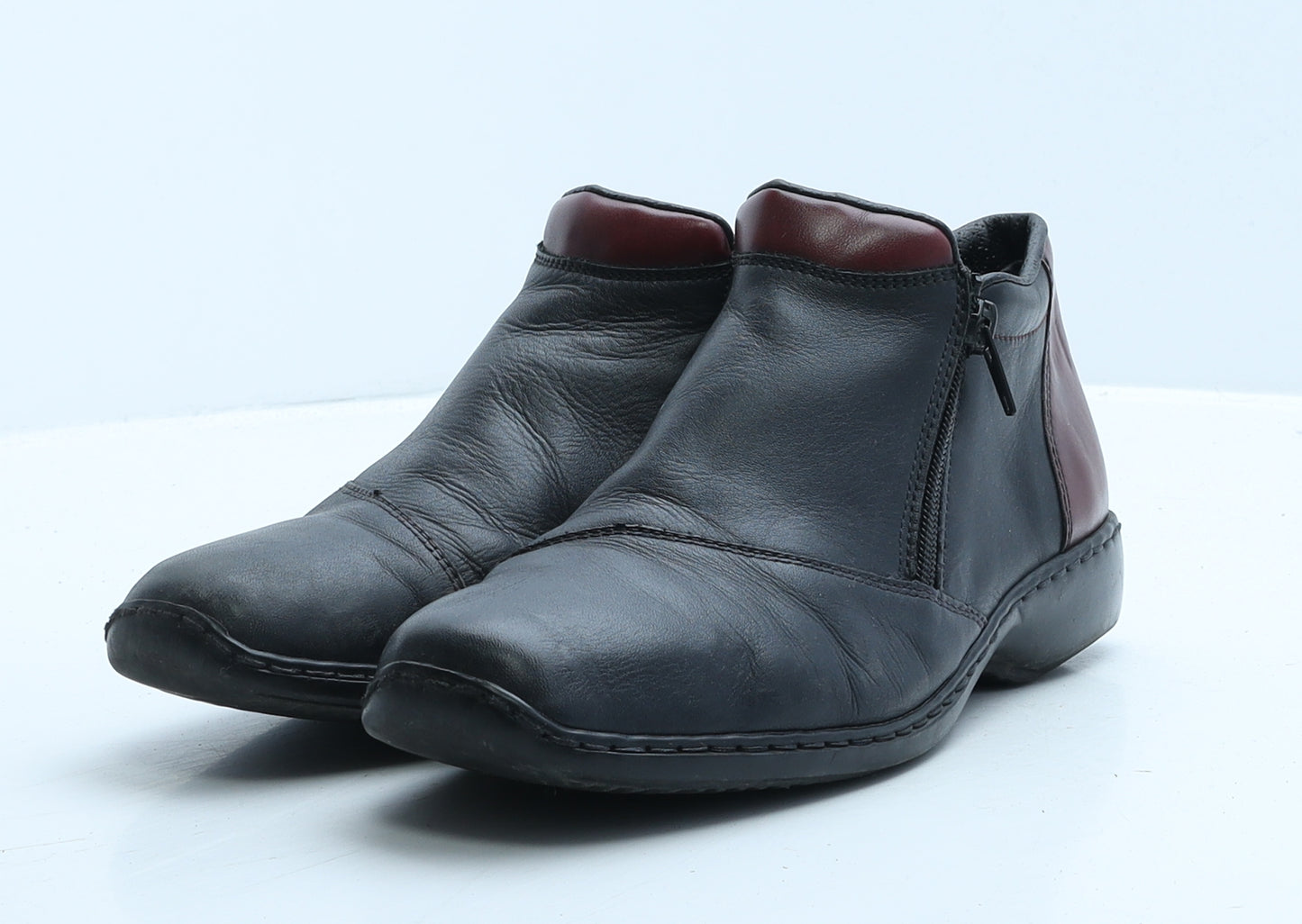 Rieker Womens Black Colourblock Leather Bootie Boot UK 6 39