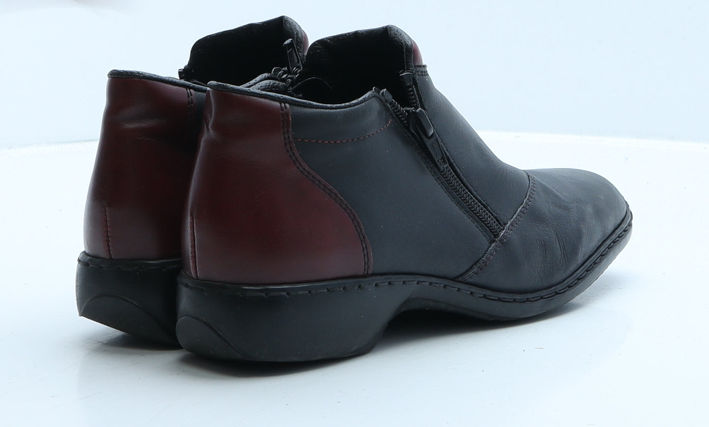 Rieker Womens Black Colourblock Leather Bootie Boot UK 6 39