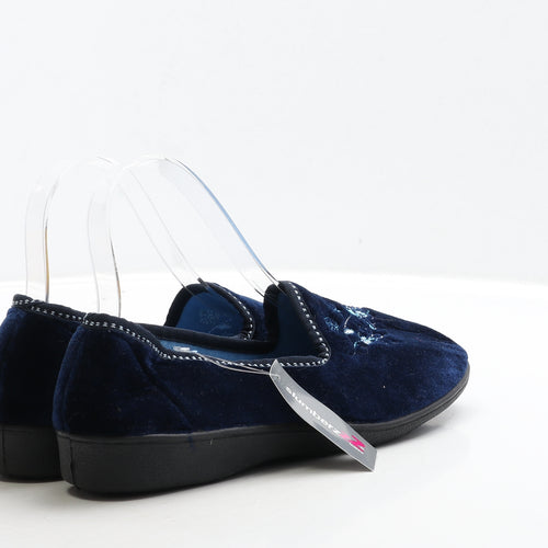 Slumberz Womens Blue Floral Polyester Loafer Slipper UK 39