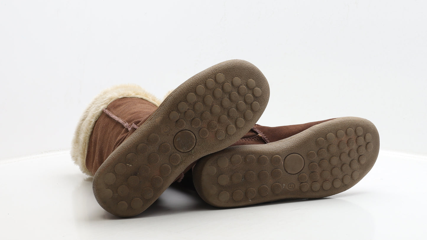 Preworn Womens Brown Suede Shearling Style Boot UK 5 38