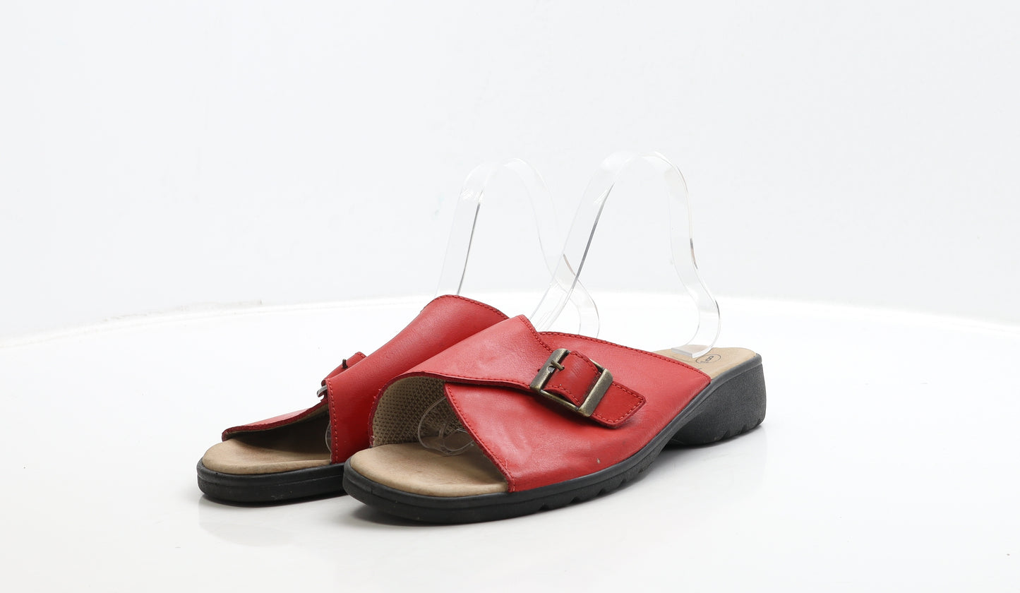 Free-Step Womens Red Leather Slip On Sandal UK 8 41