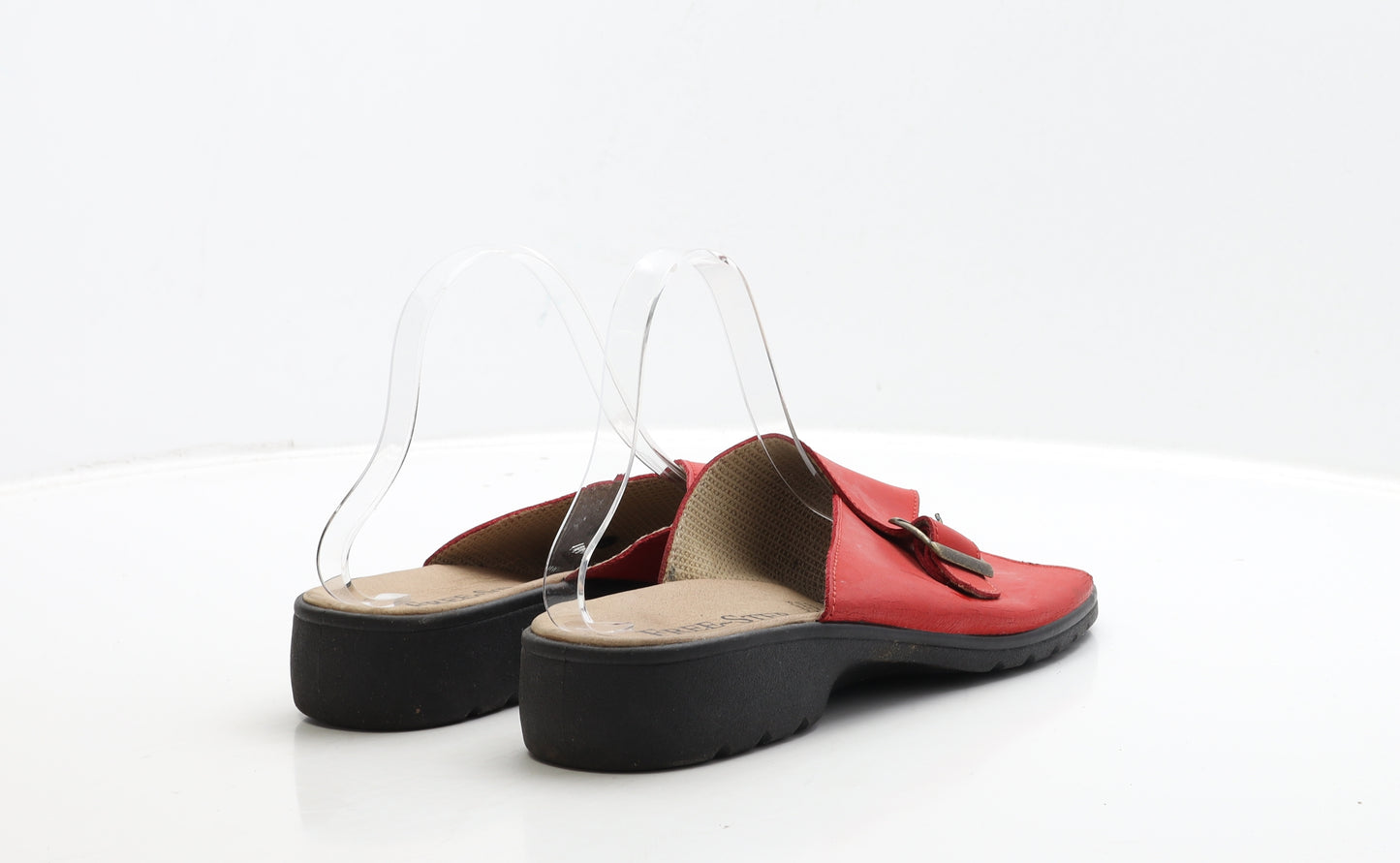 Free-Step Womens Red Leather Slip On Sandal UK 8 41
