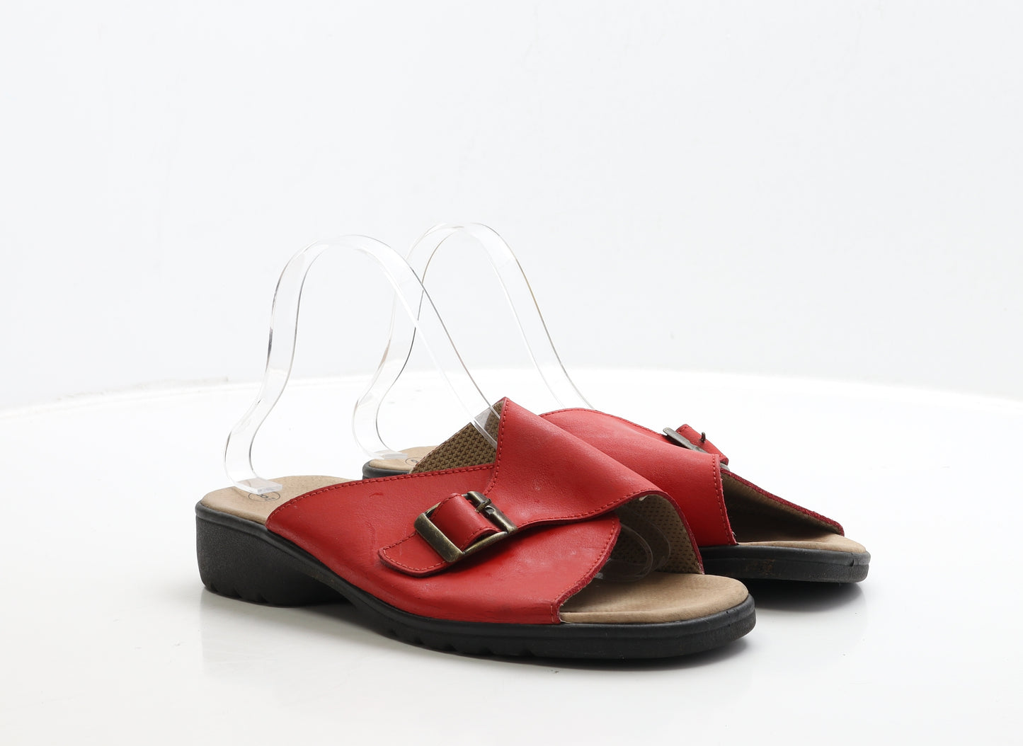 Free-Step Womens Red Leather Slip On Sandal UK 8 41