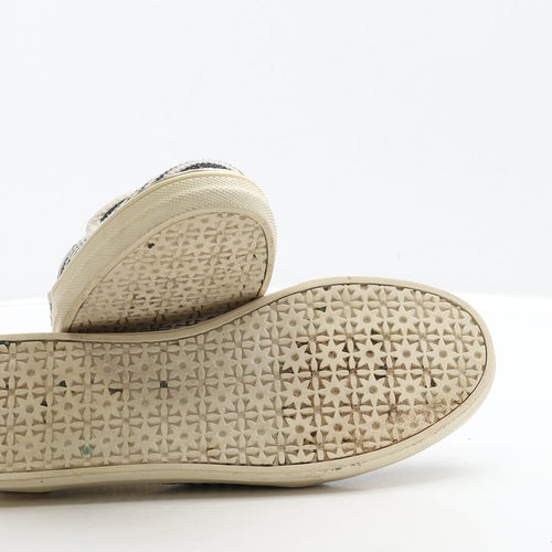 F&F Womens Black Striped Fabric Loafer Flat UK 5 38